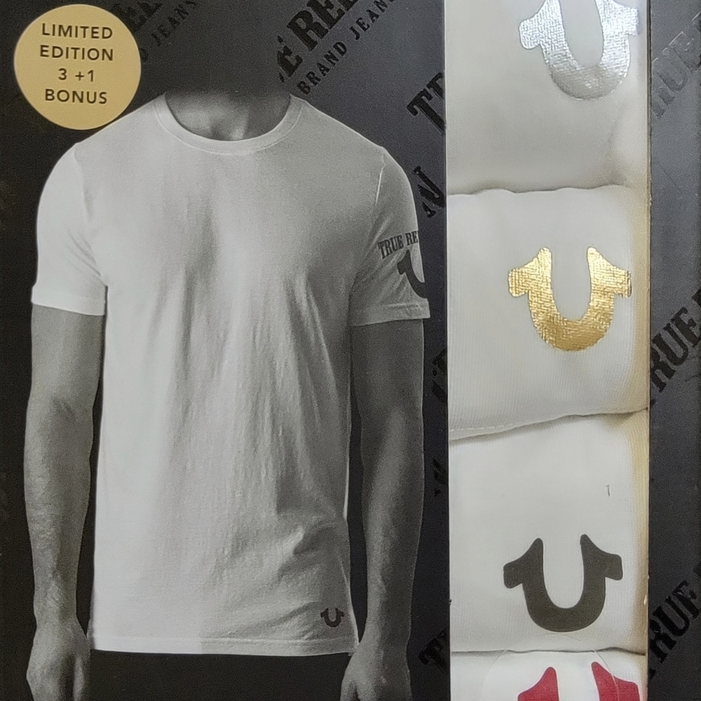 🆕️ NWT True Religion 3+1 Pack Crew Neck Tees. LARGE or MEDIUM 🆕️